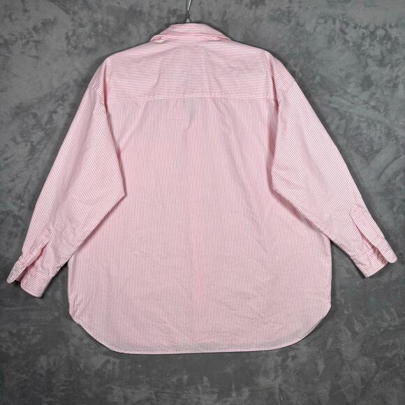Frank & Eileen Shirley Pink White Striped Button-Up Shirt Women’s M - Picture 2 of 8